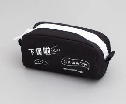 Leather corner animal pencil case in cartoon pattern with zip closure, compact storage for pens and pencils