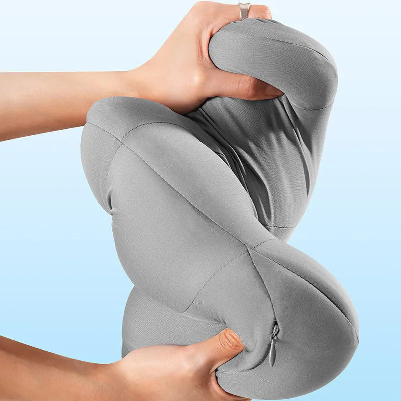 Grey and orange head rest and waist pillow set for lorry driver comfort.