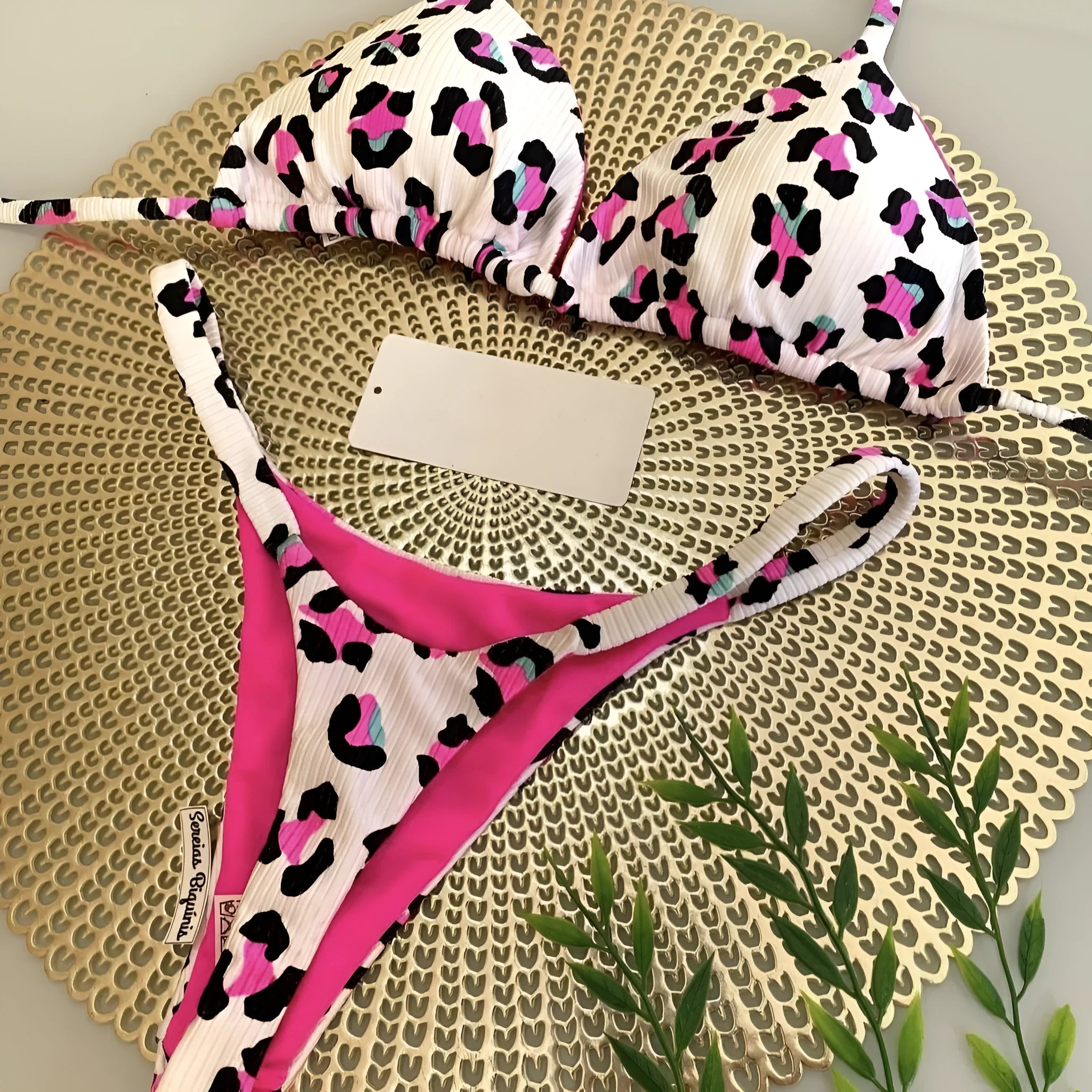 Women's printed bikini swimsuit with cotton lining in multiple colour options for swimming