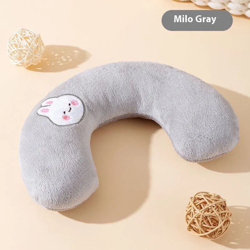 Cat U-shape pillow in Lomi Brown, breathable mini pet pillow for dogs, wooden free size design