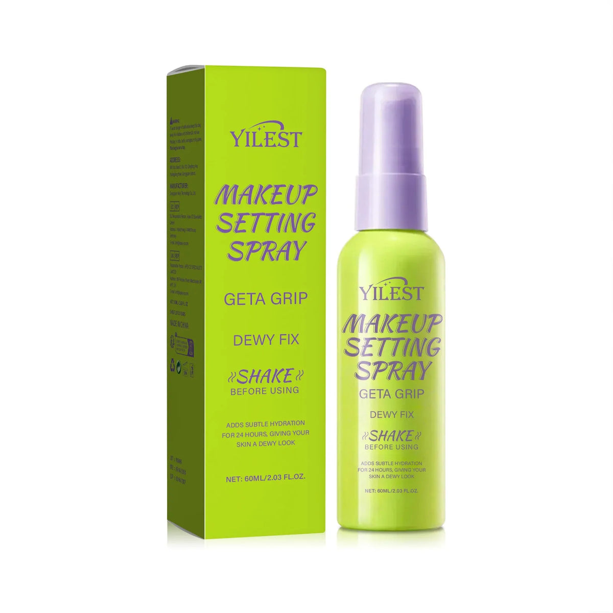 60ml makeup mist spray bottle for facial finishing, available in green or pink, universal skin type