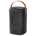 Silver 618 electronic model radiator fan heater with remote control on a wooden floor.