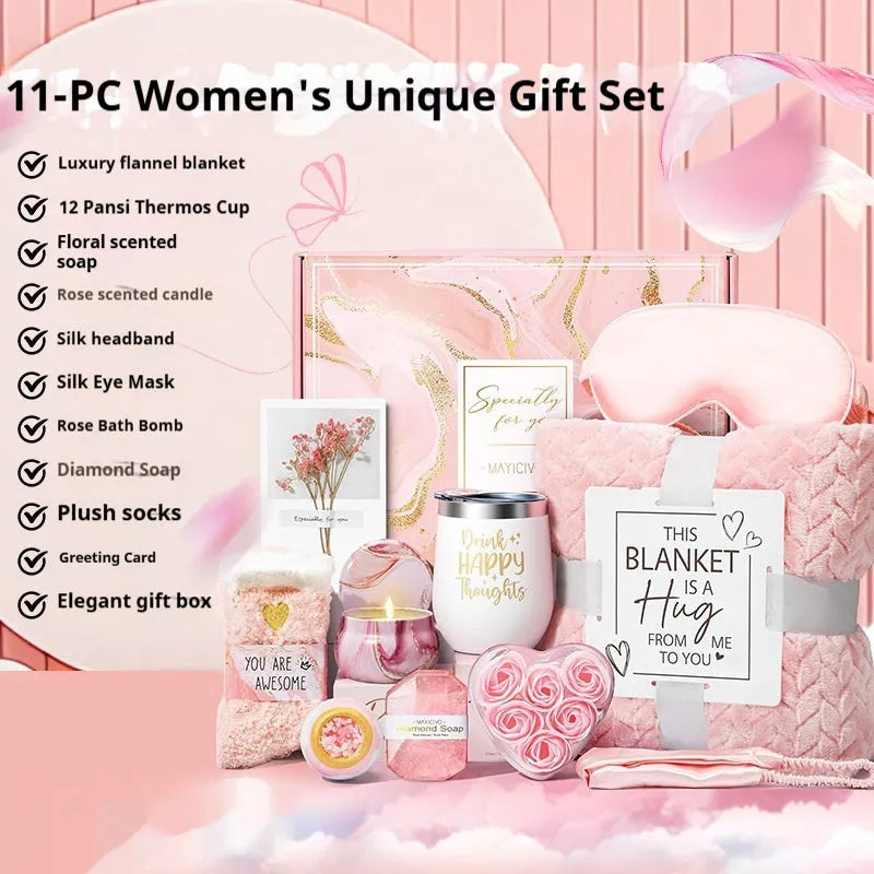 Aromatherapy candle soap bath gift set in a modern plastic box, 27cm long by 23cm wide.