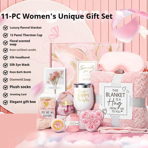 Aromatherapy candle soap bath gift set in a modern plastic box, 27cm long by 23cm wide.