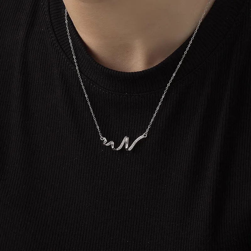 925 silver geometric pendant necklace in 14K gold or platinum colour with line design and storage box