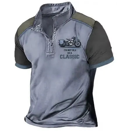 Men's loose fit solid colour golf polo shirt in textured bird eye cloth fabric.