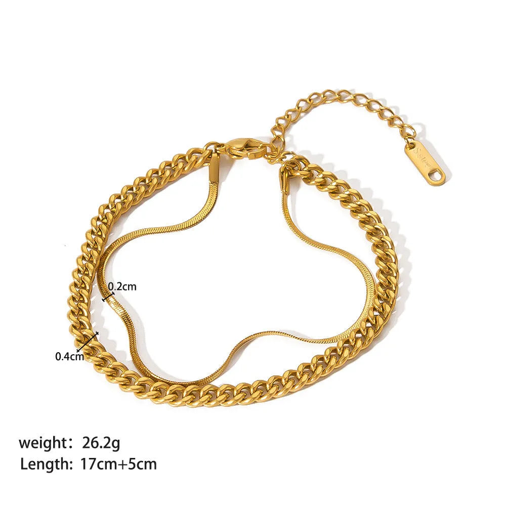 Unisex stainless steel geometric ring bracelet with real gold PVDP finish, available in multiple colour codes