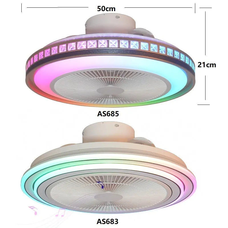 50cm ceiling fan lamp with LED light, PC blades, APP, Bluetooth and music, Fantasy 50CM
