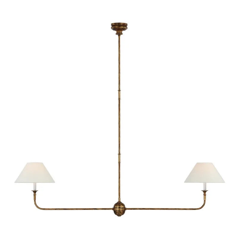 All copper branch chandelier with fabric shades in American simple design for living room