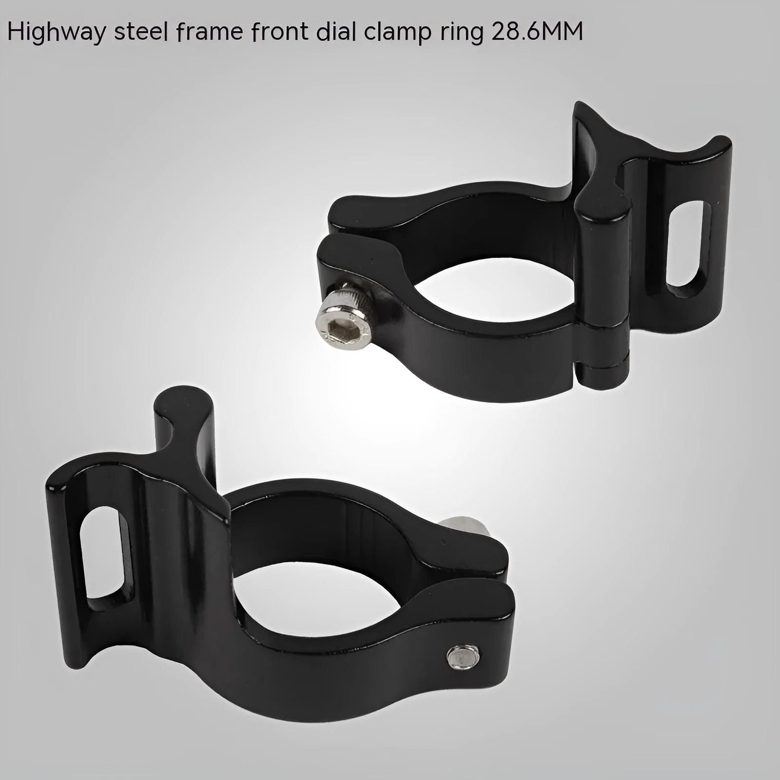 Black anodised aluminium vehicle clamp ring for 28.6mm tubing on frames and roll cages.