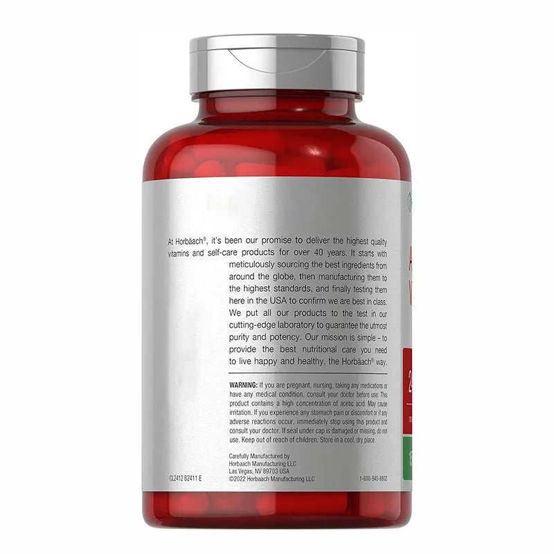 Bottle of 150 apple vinegar health capsules dietary supplement tablets