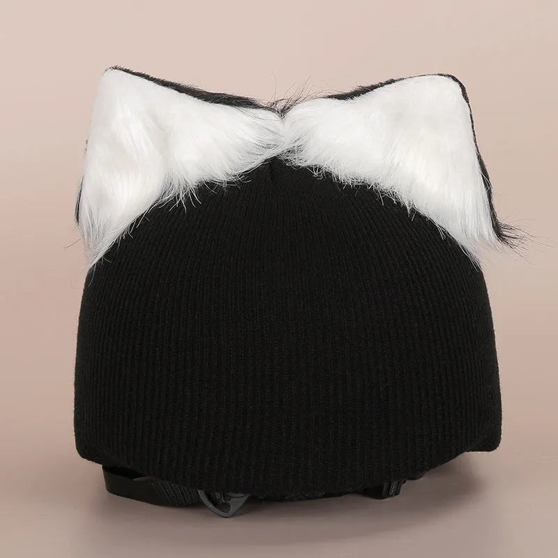 Child's plush cartoon character helmet cover and hat set in soft fabric, shown in medium size.