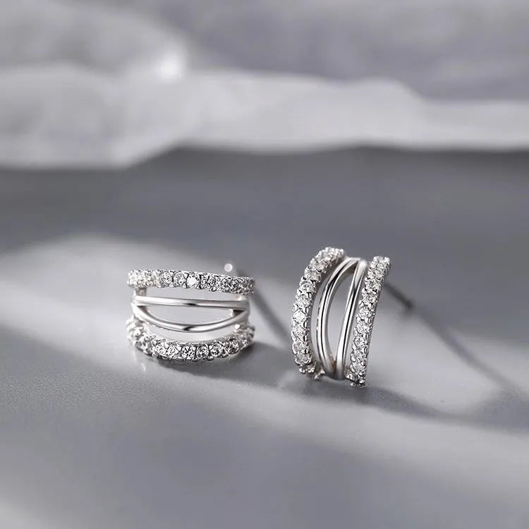 Geometric 925 silver earrings with electroplated finish in large, medium and small size options