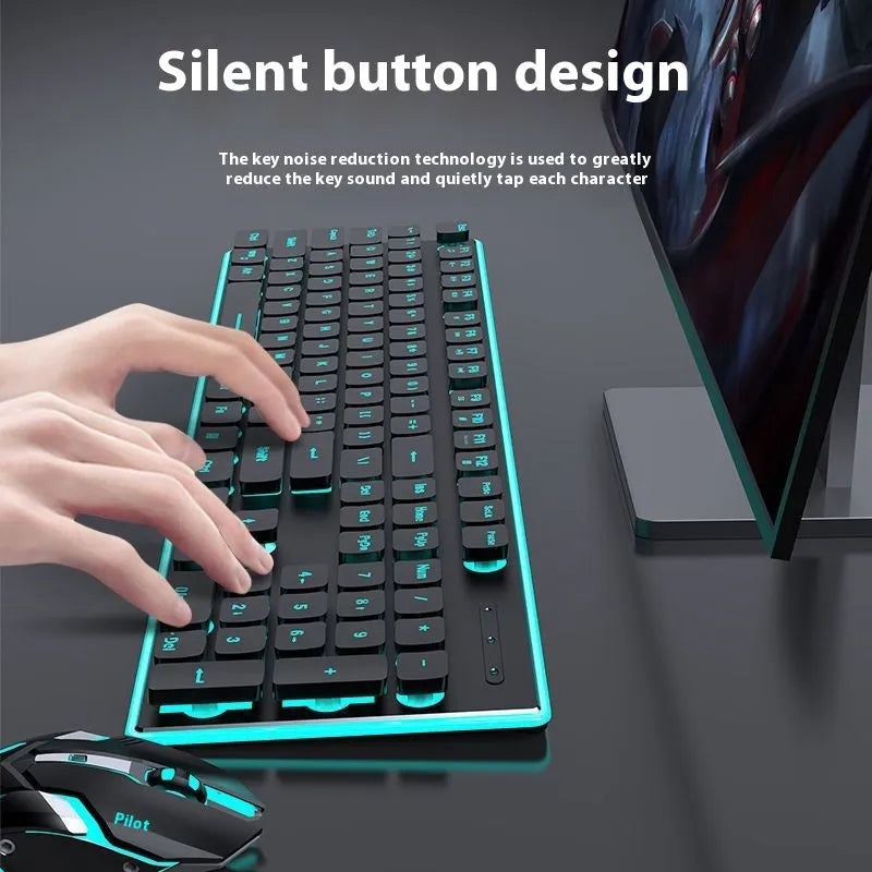 Wireless Bluetooth and 2.4G keyboard in Cherry Blossom Pink colour on a desk next to a tablet.