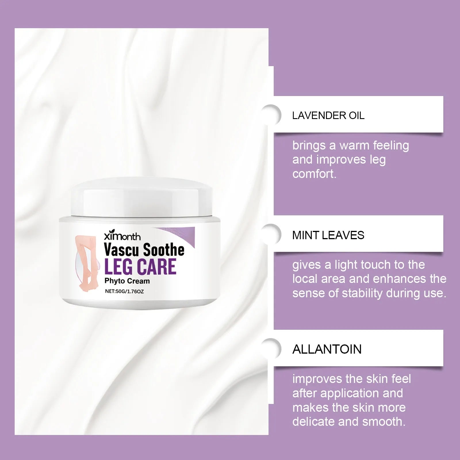 50g jar of discomfort moisturising daily massage cream with lavender and mint