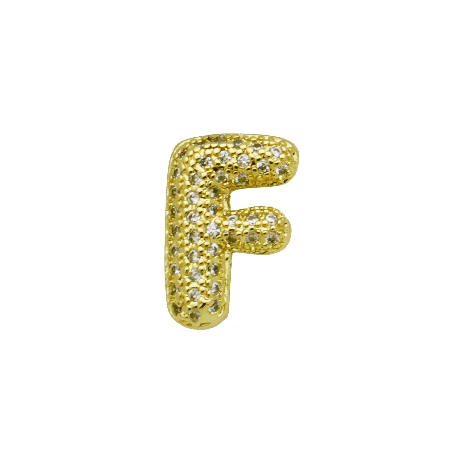 Copper letter bracelet with zirconium inlay showing detailed English character modelling in gold finish