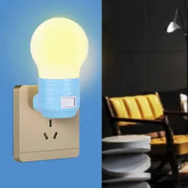 Plug-in bedside baby night feeding lamp in round modern design measuring 45x90x45mm
