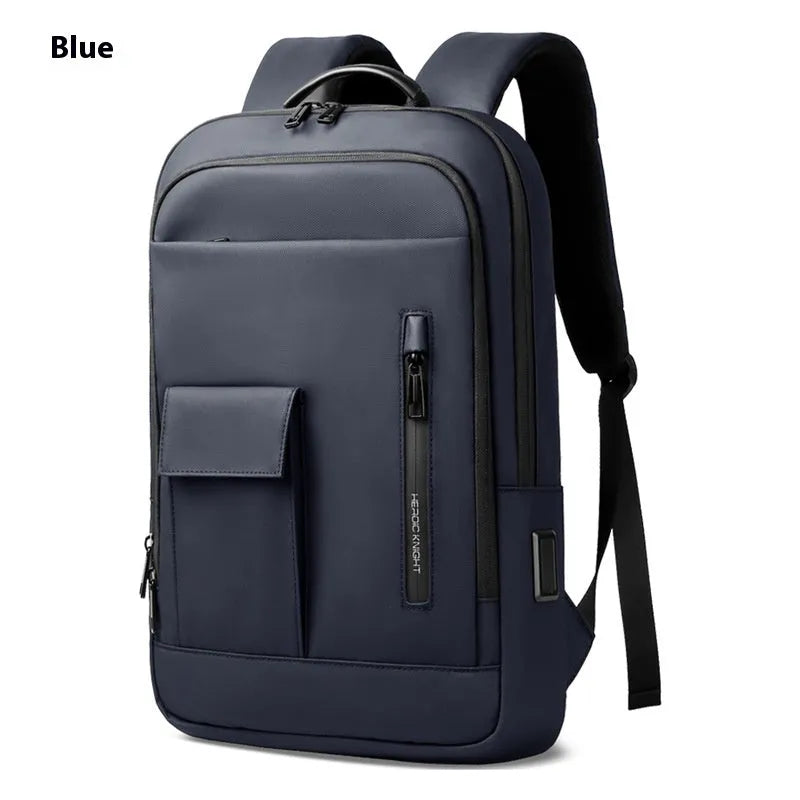 Men's Oxford cloth backpack in solid colour with sewing line detail for business travel