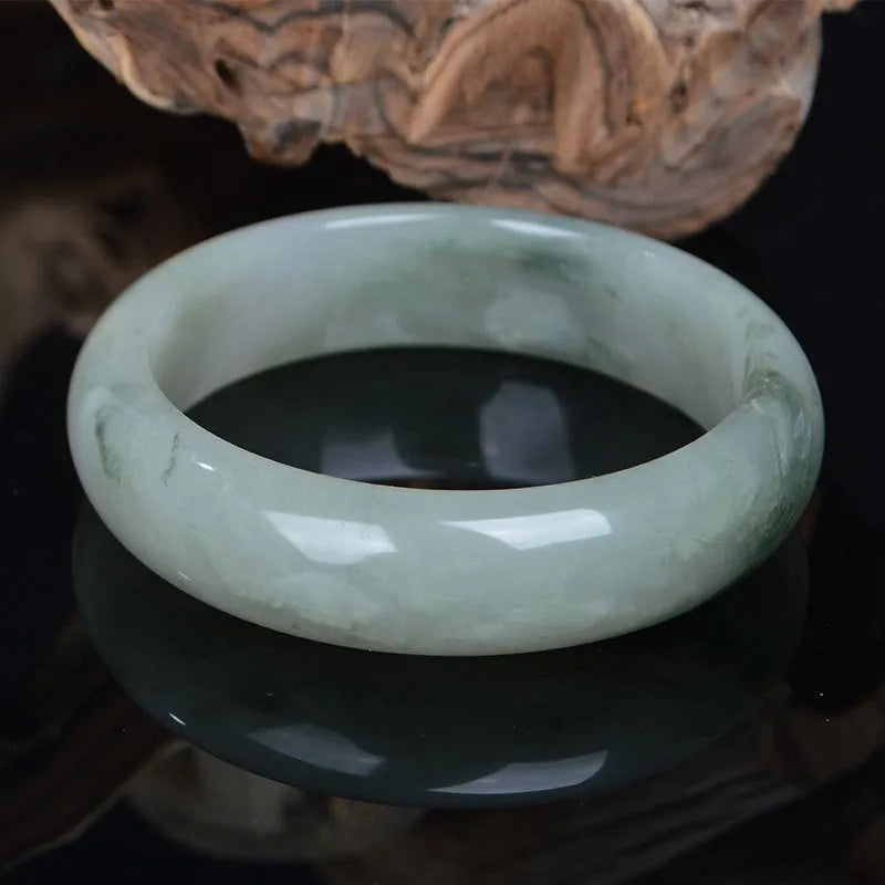 Chinese style Jinsi jade bracelet in natural stone with multiple inner diameter size options.