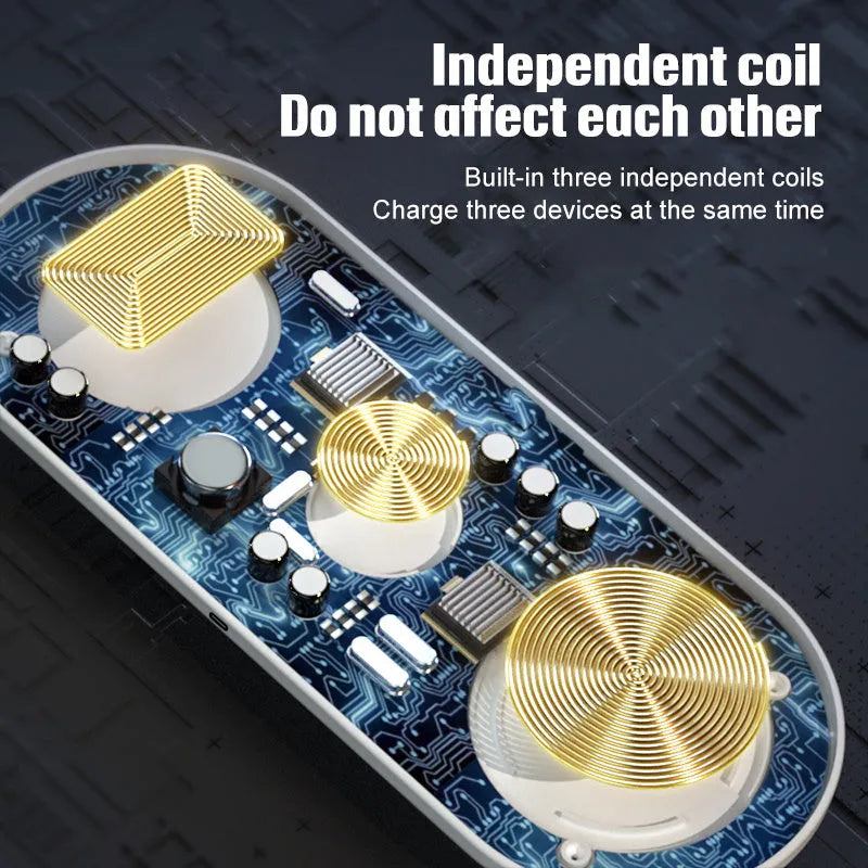 Flat 3-in-1 wireless charger with ambient light indication function White colour option
