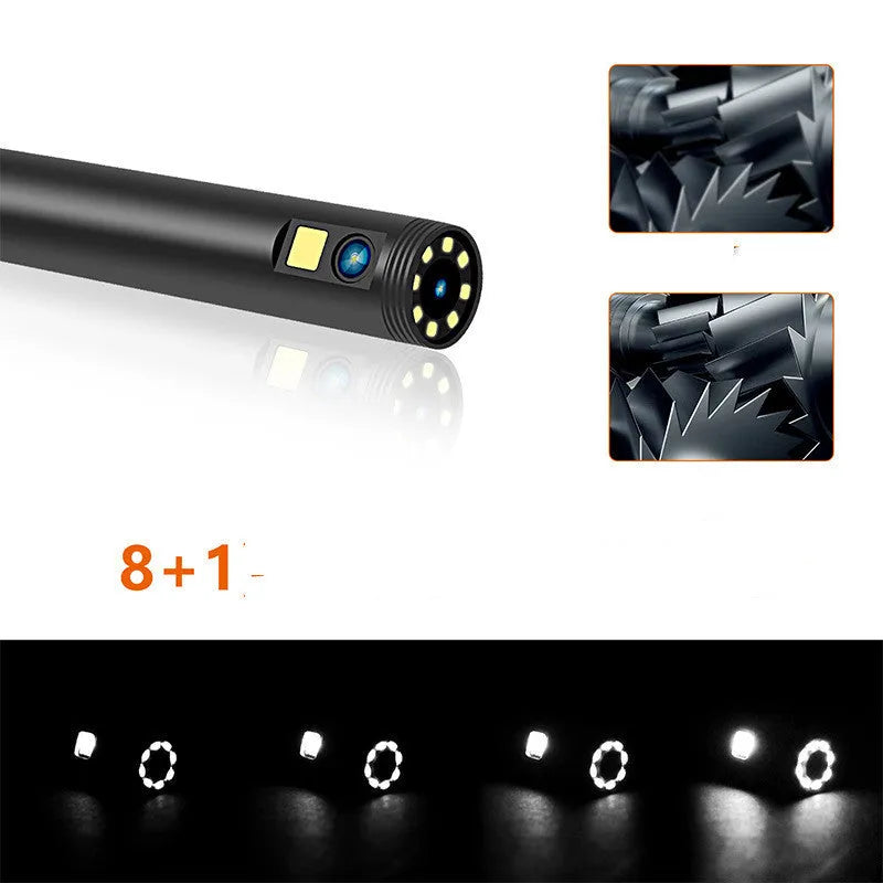 Wireless dual lens endoscope with IP68 waterproof rating and 20 metre cable