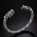 Retro Nordic zodiac cow open cuff bracelet for men in zinc alloy, shown in black, silver, and gold.