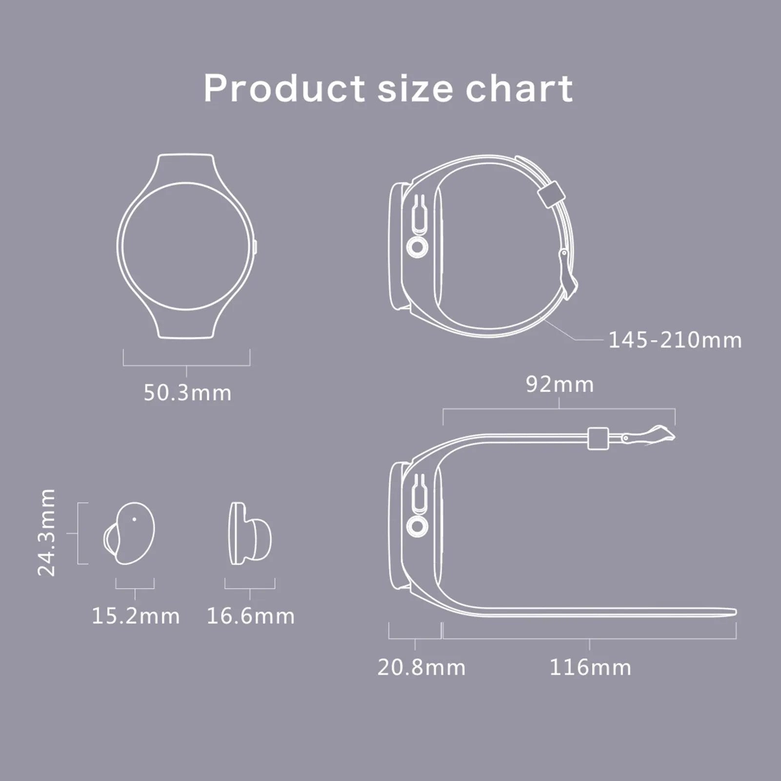 Black smart fitness bracelet with detachable TWS Bluetooth earbuds on a wrist, showing colour screen.