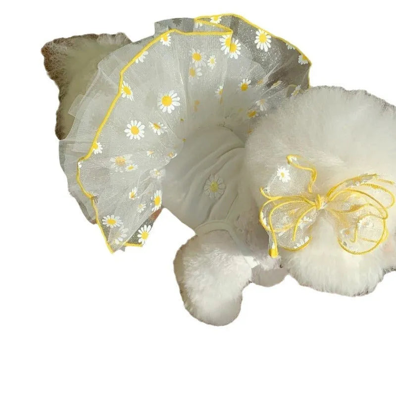 Yellow daisy pattern summer dog clothes lightweight polyester outfit sizes XS to XL