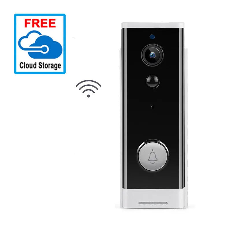 White wall-mounted network security camera with 1080p resolution for remote phone monitoring.