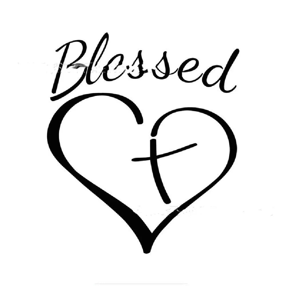 Three heart-shaped Faith Hope Love letter stickers in black, white, and red colours.