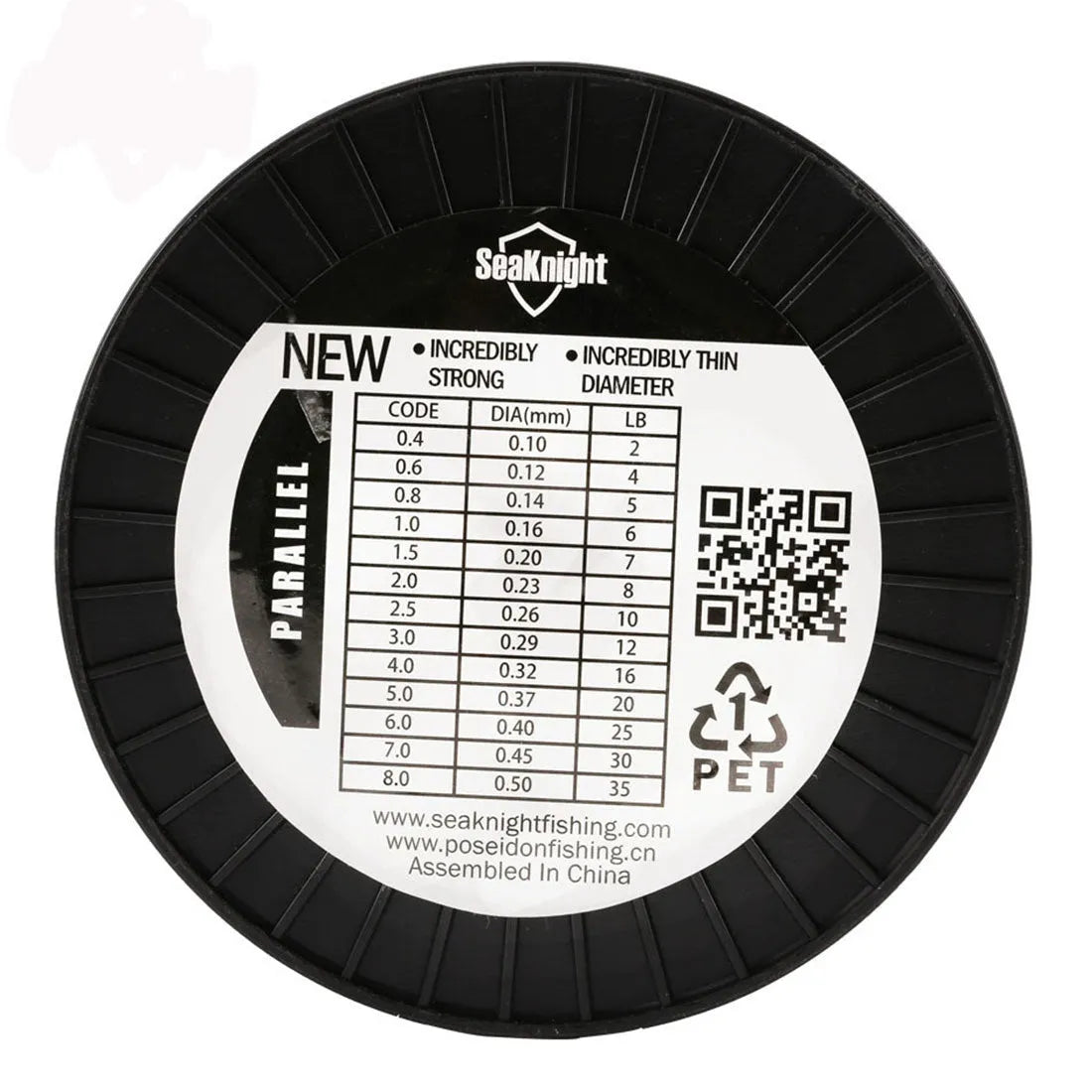 Seaknight1000 M fishing line spool showing nylon monofilament in one of five colours: black, blue, green, white, or yellow.