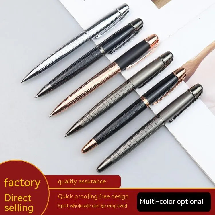 Gun grey metal rollerball pen for office use with water-based ink refills