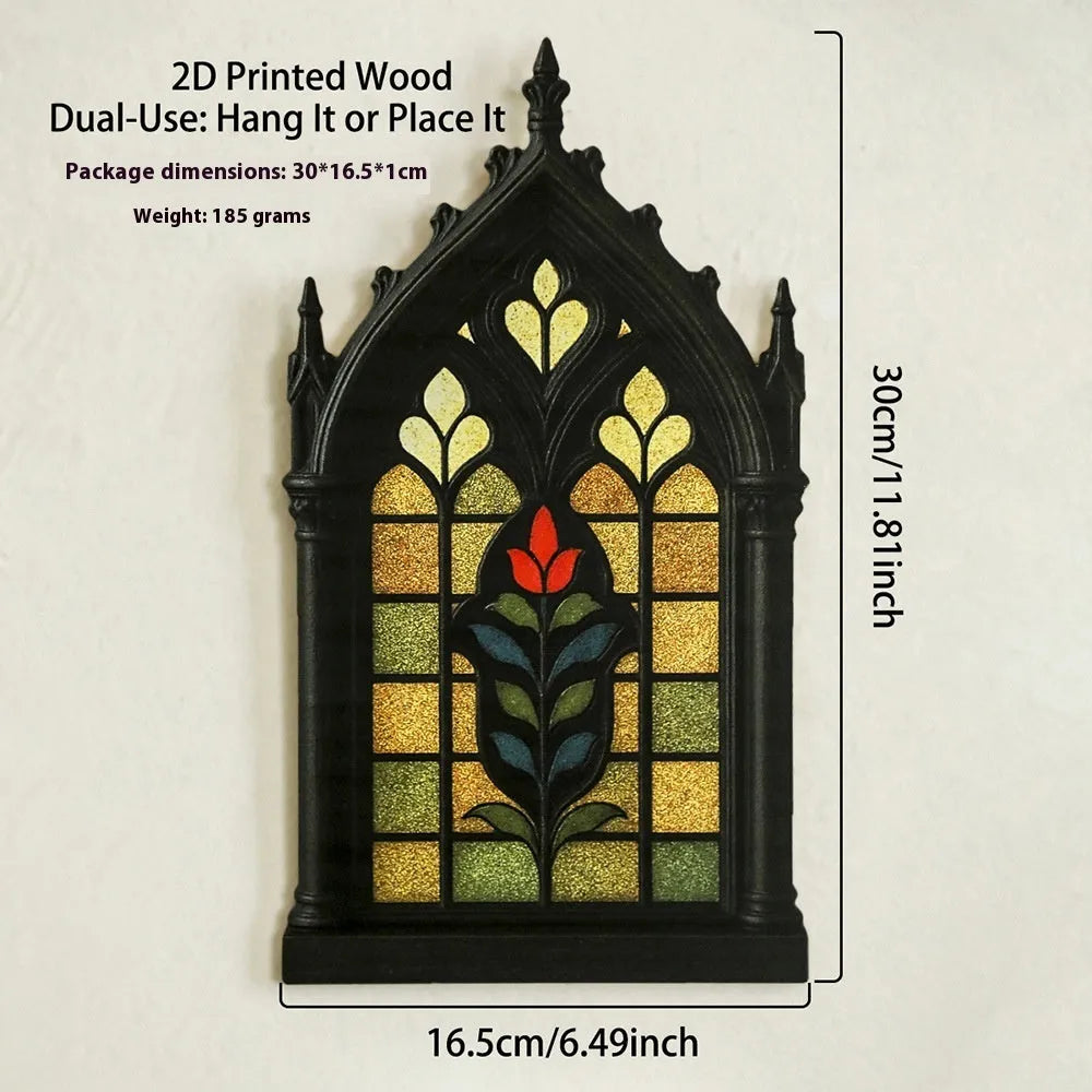 Black wooden Gothic style door frame storage rack wall mounted pendant decoration