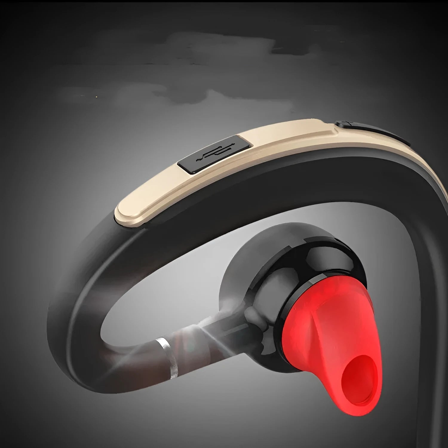 Car Mini Chord Moon ear-hanging business Bluetooth headset in gold, silver, or blue