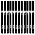 12 white and black retractable eyeliner pencils with a sharpener on a white background.