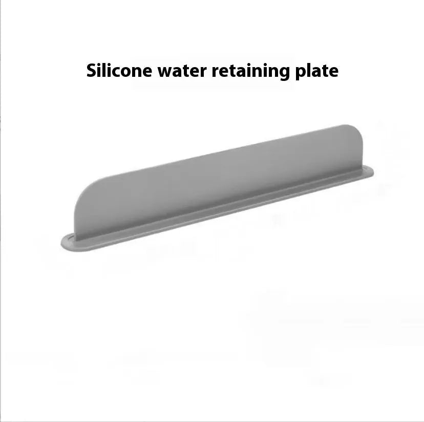 Silicone kitchen sink water blocking plate in black, blue, and grey colours showing 52x5x85mm dimensions