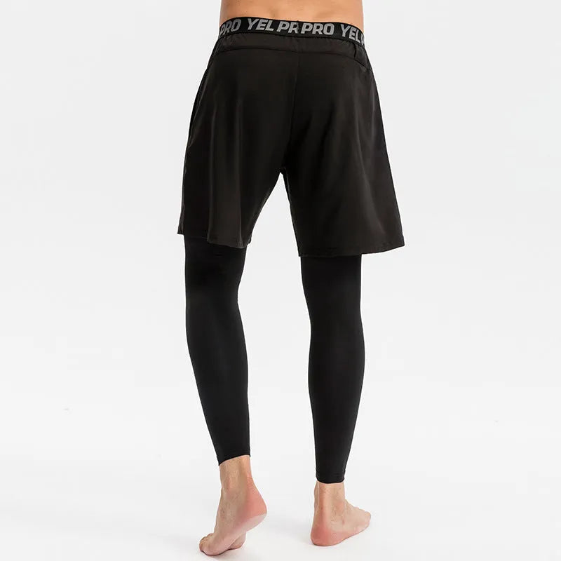 Men's tight sports pants in grey, black, dark blue, army green, and navy blue colours for fitness and running.