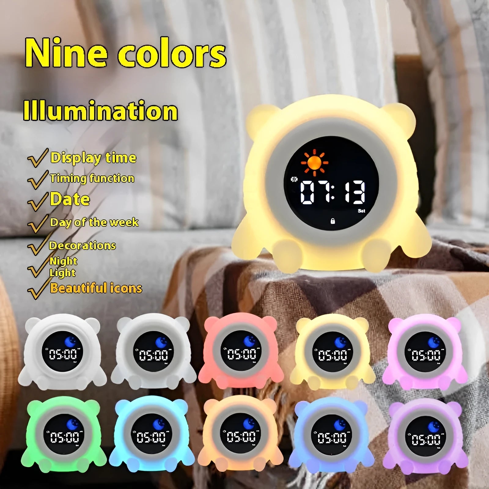 White soft edible silicone alarm clock for children with puppy style and music function