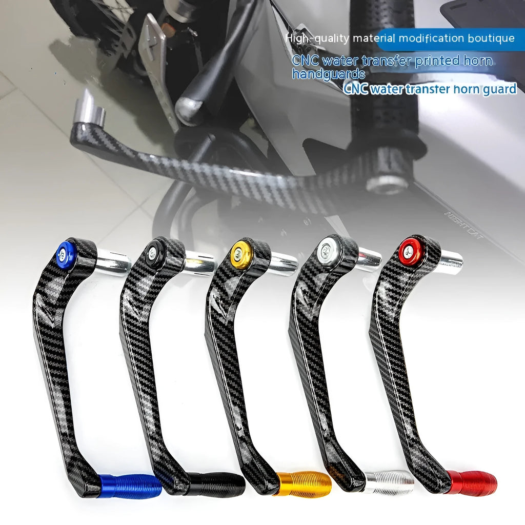 Aluminium motorcycle hand guards with water transfer printing in five colour options