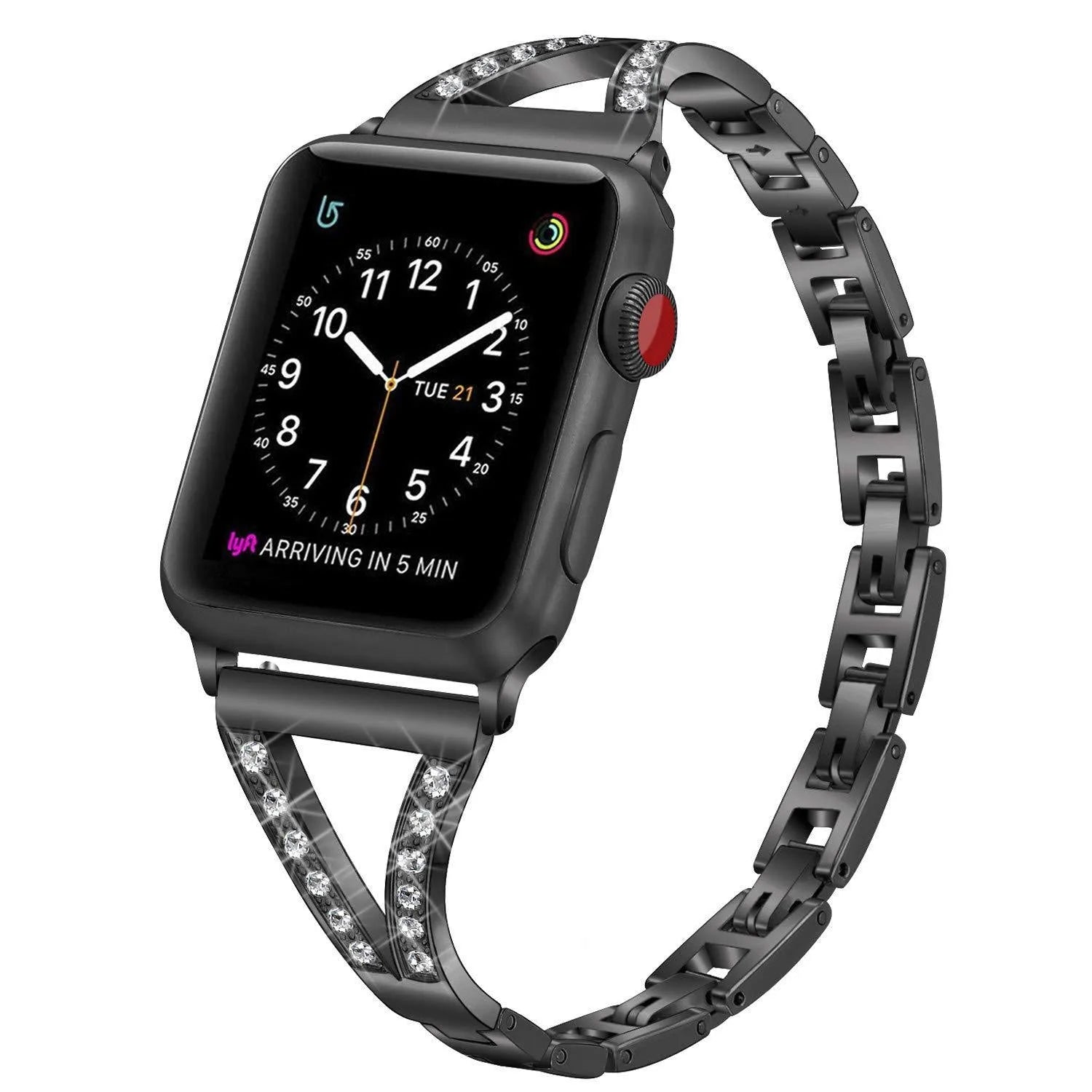 Herringbone diamond pattern Apple Watch band with zinc alloy construction in silver colour