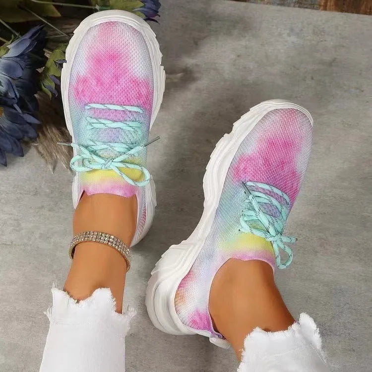 Flyknit casual slip-on running shoes with 3D printed flower design in multiple colours