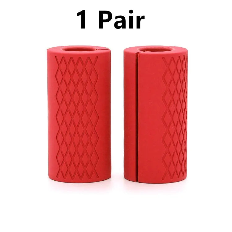 Set of fashion silicone dumbbell and barbell grips in round and grid patterns, black and blue, food-grade material