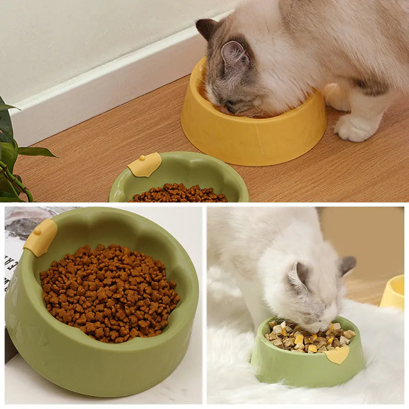 Plastic double pet bowl for cats and small dogs in flower-shaped design