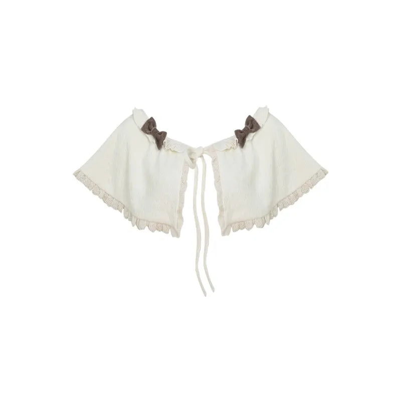 Apricot knitted top, brown hip skirt and apricot shawl three-piece set in sizes S, M and XS
