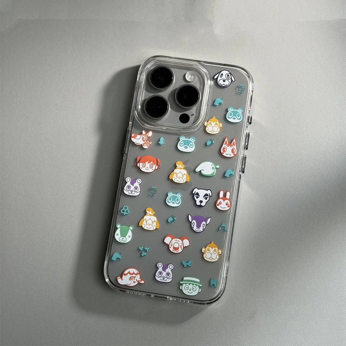 Cartoon transparent soft shell PC phone case for iPhone 15 Pro Max with graffiti print anti-drop protection