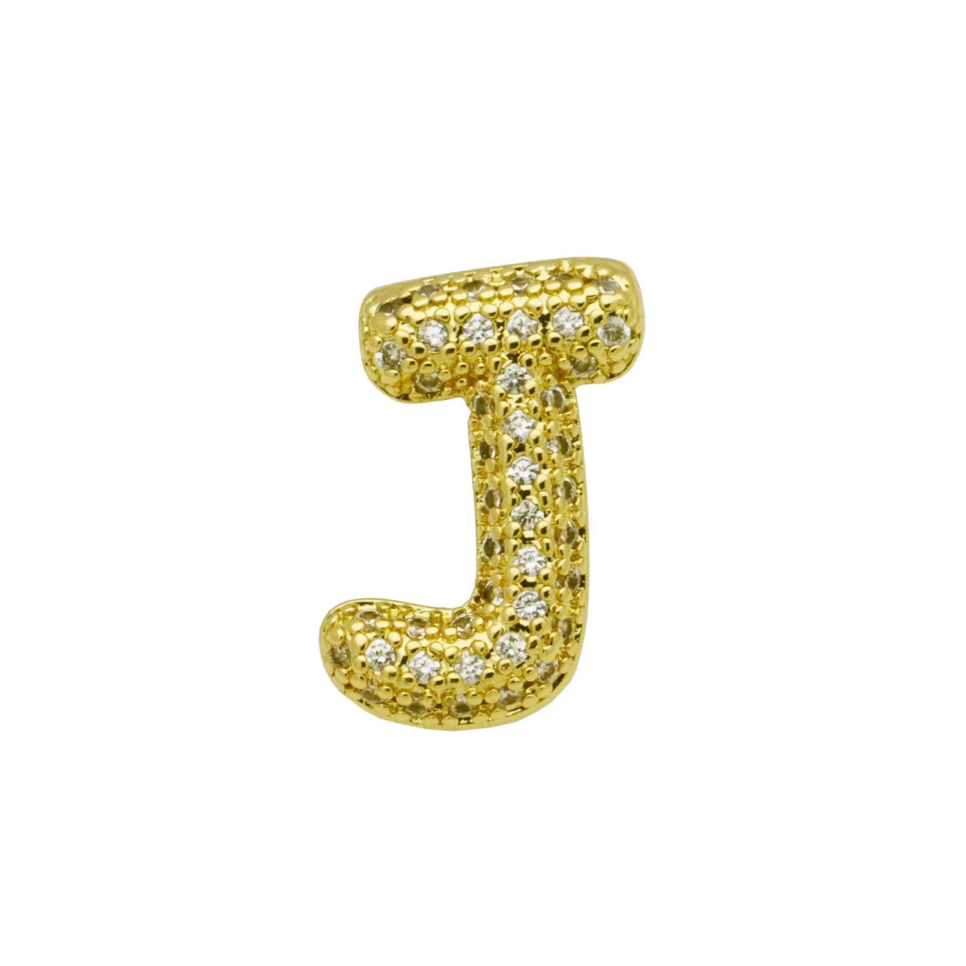 Copper letter bracelet with zirconium inlay showing detailed English character modelling in gold finish