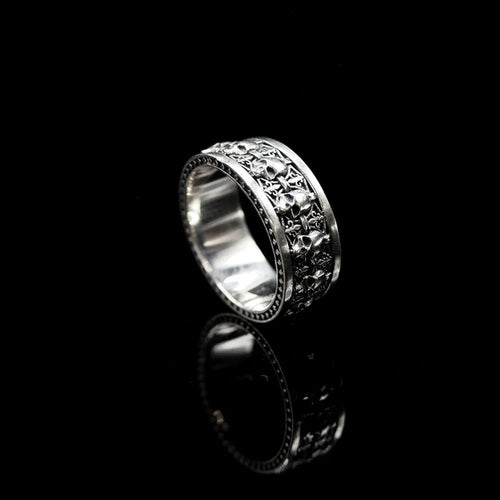 Alloy skull ring unisex gothic retro geometric jewellery silver tone
