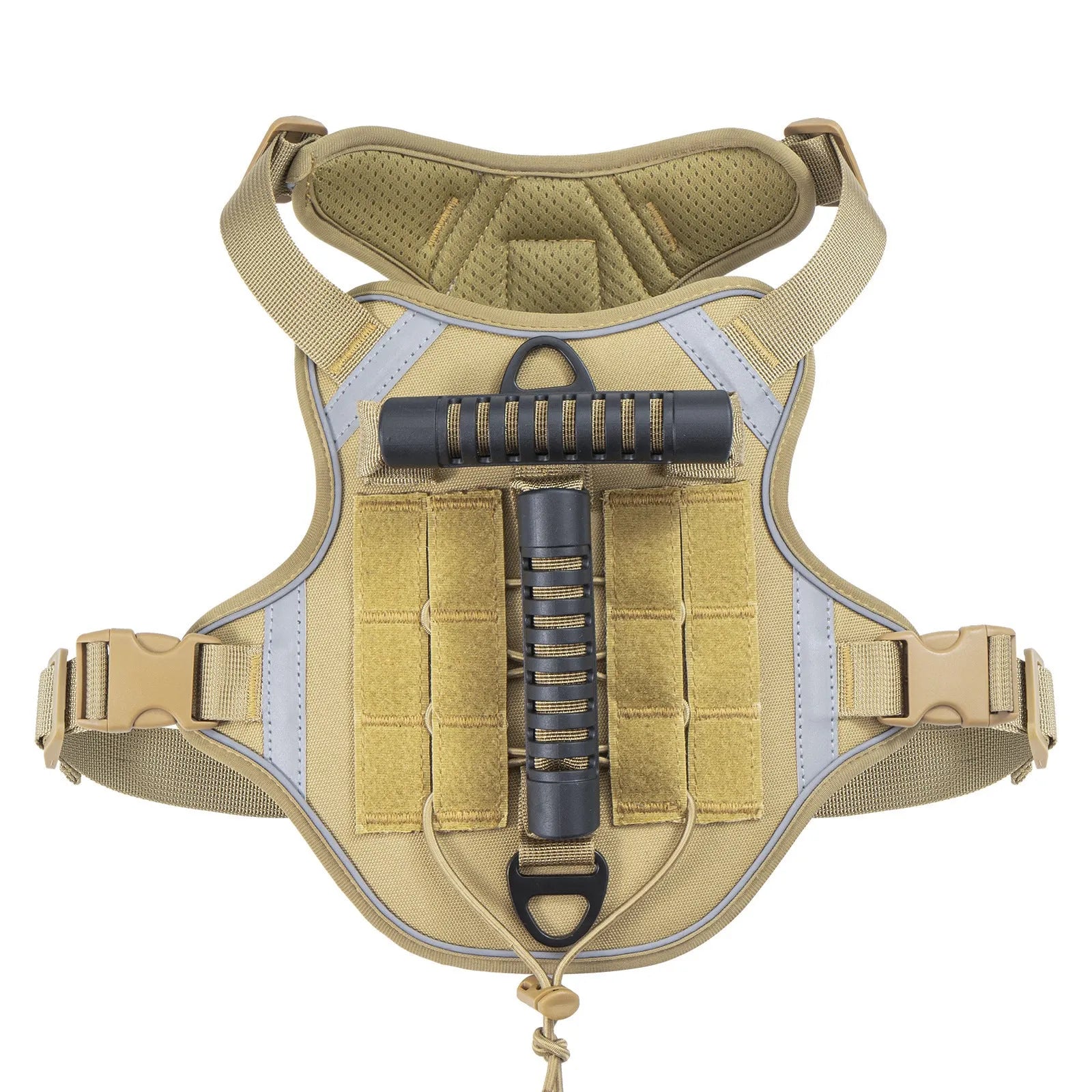 Tactical dog chest harness with rope leash in polyester with reflective strips