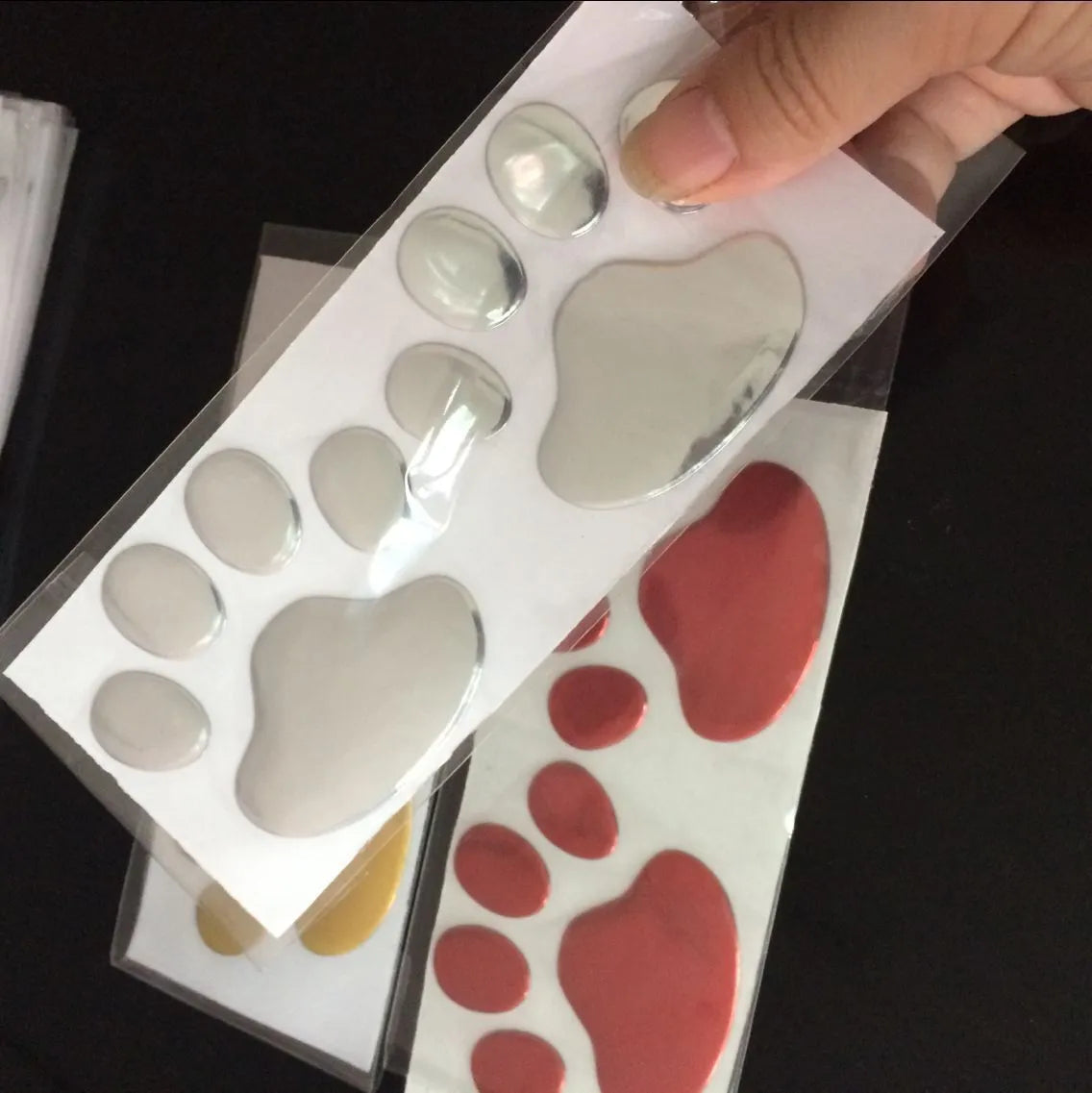 PVC car sticker with hand-shaped brush and footprint design for bumper scratch coverage