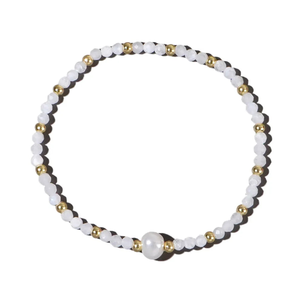 Natural stone geometric bracelet with elliptical elements showing colour variations BB24071801A to O